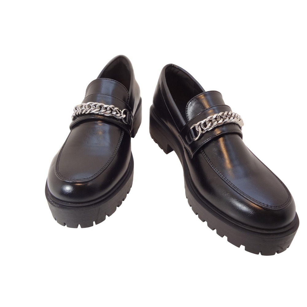 YETIER Chunky Platform Loafers Womens 9 Black Excellent Chain‎ Lug Sole Edgy